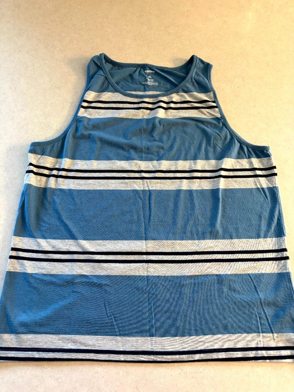Sonoma Men's XL Tank Top Stripes Blue Grey
